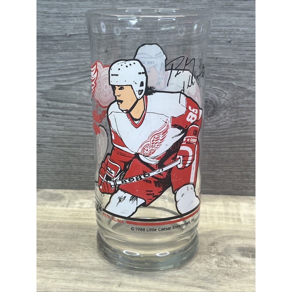Detroit Red Wings 1988 NHL Little Caesars Drinking Glasses 80s 1980s Vintage Vtg